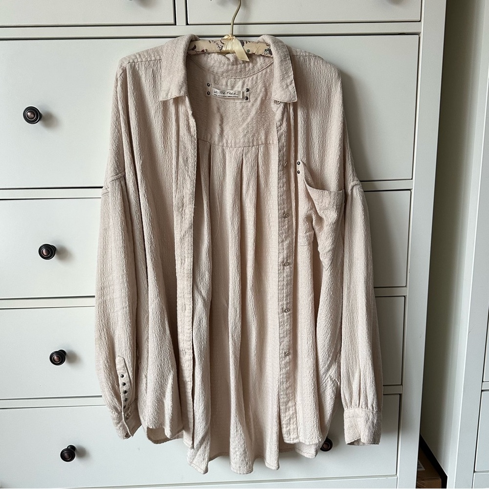 Free People We the Free drapey textured button down shirt